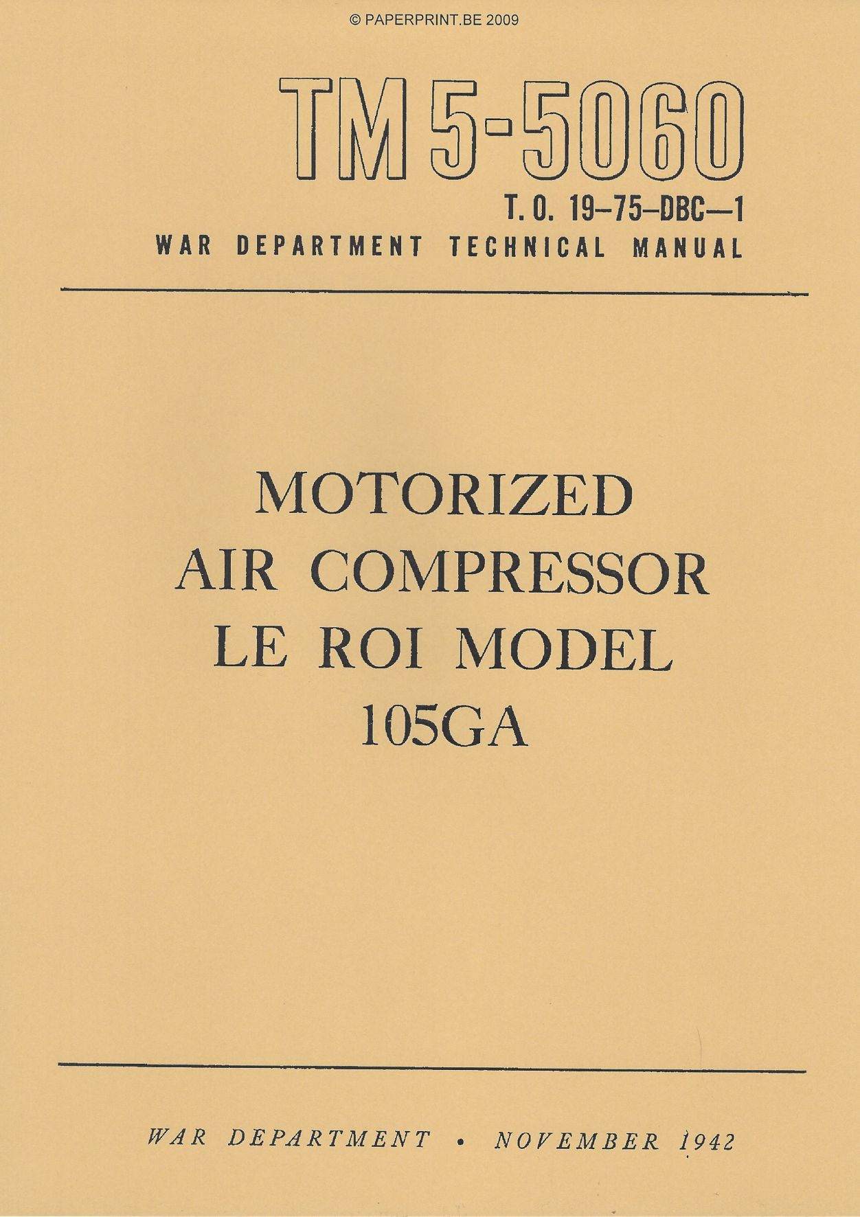 TM 5-5060 US LE ROI MODEL 105GA AIR COMPRESSOR
